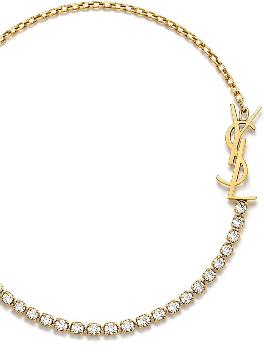 🆕 YSL Gold Logo Tennis Bracelet with Crystal Accents - Picture 5 of 6